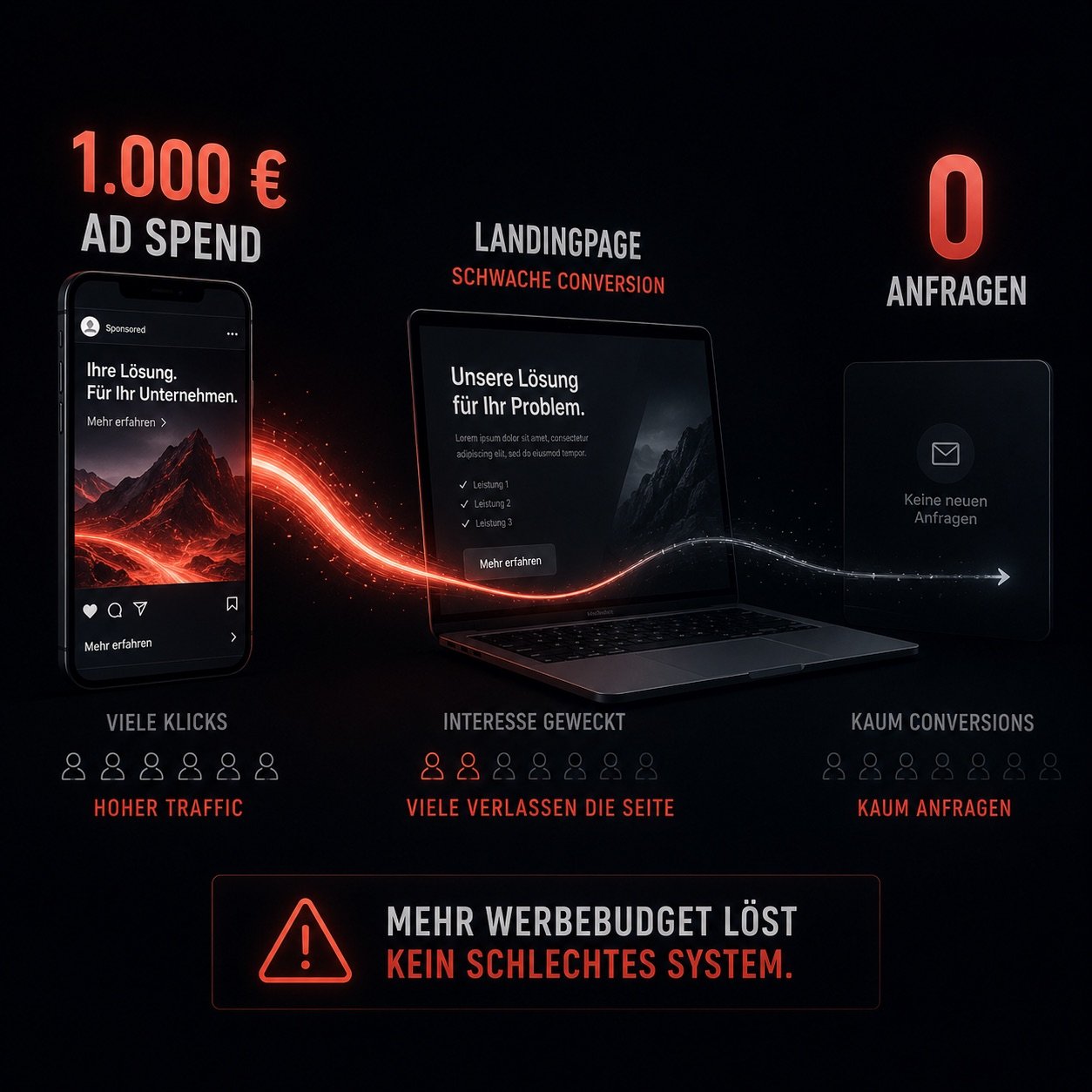 1.000 € Ad Spend ohne System – schwache Conversion, keine Anfragen